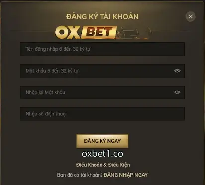 Đăng ký tài khoản nhà cái Oxbet rất dễ dàng