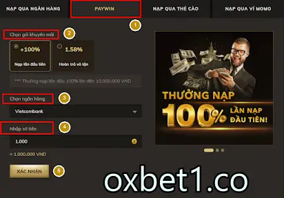 Nạp tiền Oxbet để nhận khuyến mãi hấp dẫn